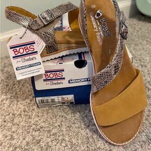 BOBS from Skechers Mustard and Snake Print Sandals